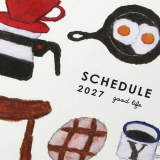 2027 monthly planner cover with SCHEDULE 2027 good life text and icons