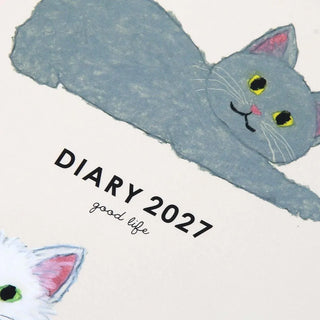 B6 weekly diary close-up of blue cat and “DIARY 2027” lettering