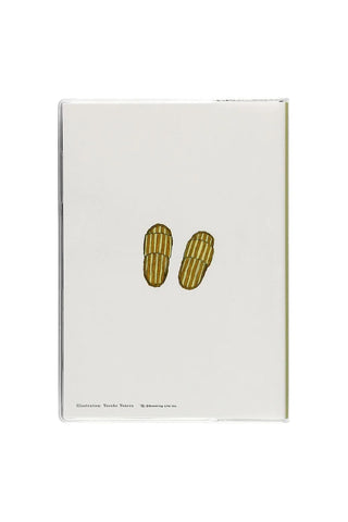 B6 weekly planner back cover with two small yellow striped shoe illustrations