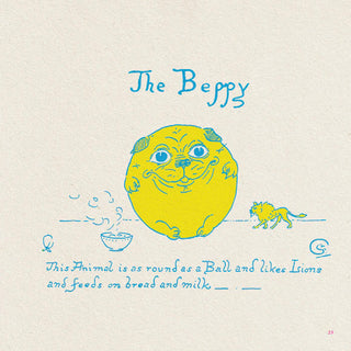 Textured page with yellow round cat illustration labeled “The Beppy”