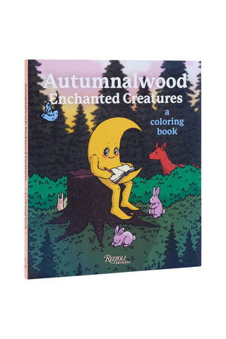 Coloring book titled 'Autumnalwood Enchanted Creatures' with cartoon characters on the cover.