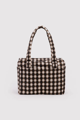 BAGGU Small Cloud Carry-On Blurred Gingham Brown