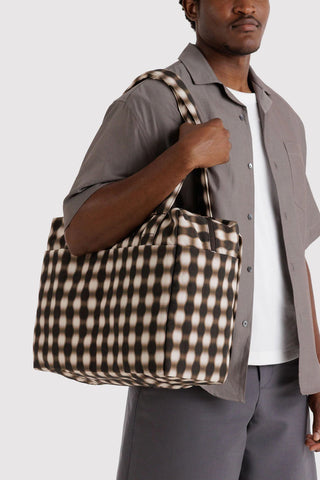 BAGGU Small Cloud Carry-On Blurred Gingham Brown
