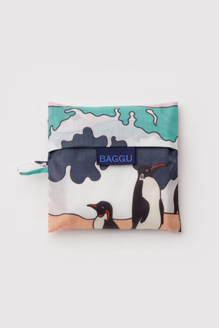 Reusable bag with penguin design and 'Baggu' branding on a white background