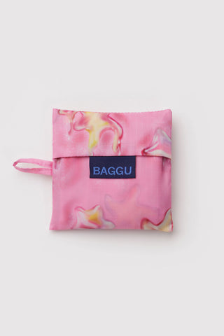 Pink star-patterned bag with 'BAGGU' logo on a white background