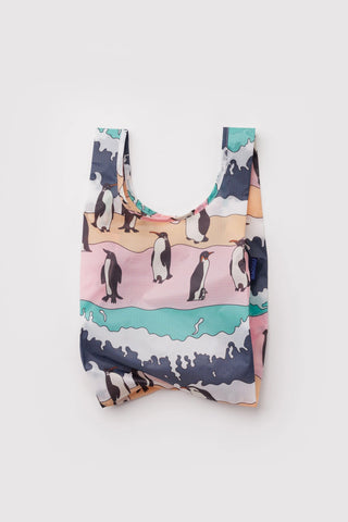 Reusable bag with penguin design on a white background