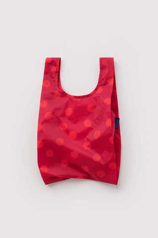 Baby BAGGU mini tote bag in red with large polka dots