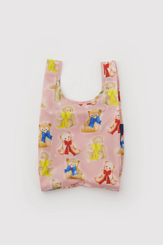 Baby BAGGU reusable tote bag in pink with teddy bear print