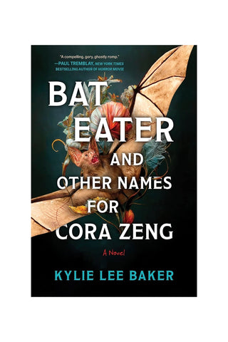 Novel book with bat wing cover art and large title text on a dark background