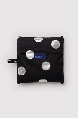 BAGGU polka-dot pouch, black with silver dots and logo patch