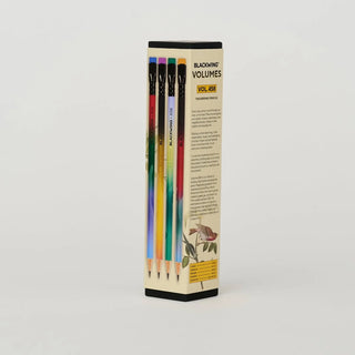 A boxed set of pencils in a tall rectangular package. The package is cream-colored with black text reading 'BLACKWEIGHT VOLUMES VOL. 458'
