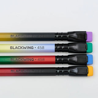 Set of Blackwing 458 pencils in various colors on a white background