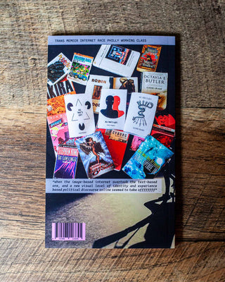 Back cover collage with colorful graphics and barcode