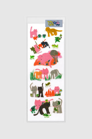 Cats and frogs sticker sheet with multiple cat and frog designs