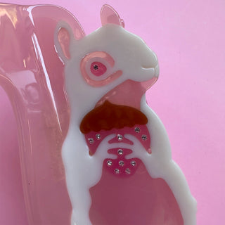 Close up of squirrel shaped hairclip