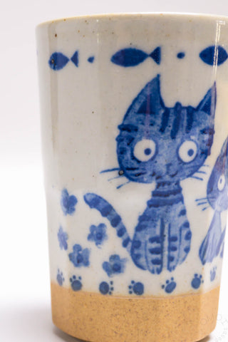 Ceramic Blue Cats Cup