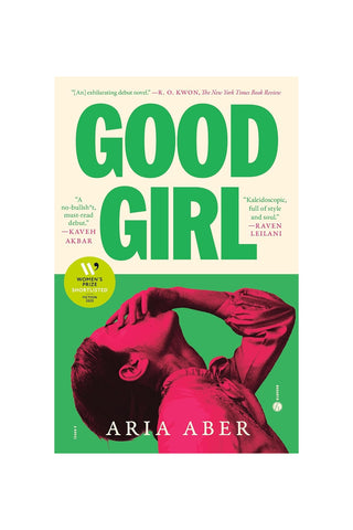 Good Girl book cover with bold green title and AriA Aber name at bottom