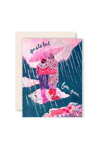 Greateful for You (Quilt Coats) Risograph Greeting Card