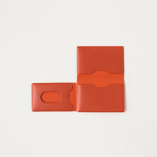 opened red card holder on a white background