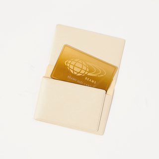 White card case with the a card coming out on a white background