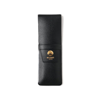 Black pen case with Beams Japan logo on a white background