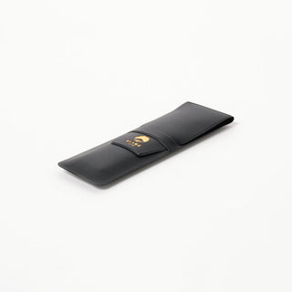 Side angle of black pen case with Beams Japan logo on a white background