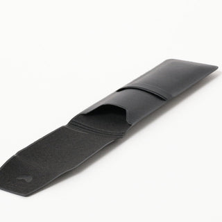 Opened black pen case with Beams Japan logo on a white background