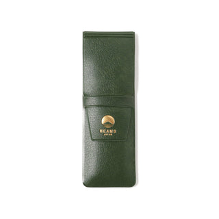 Green pen case with Beams Japan logo on a white background
