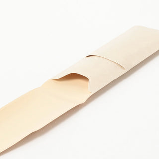 Opened white pen case with Beams Japan logo on a white background