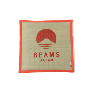 Orange and tan fabric square with 'Beams Japan' logo on a white background