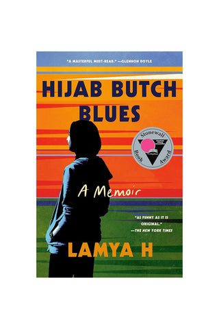Book cover of 'Hijab Butch Blues' with a silhouette and colorful gradient background