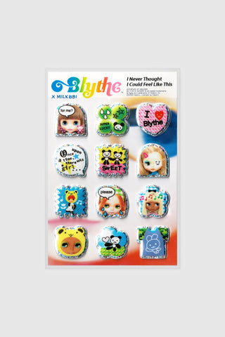 Puffy sticker sheet by MILKBBI with 10 colorful cartoon face stickers
