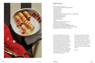 Falafel Lumpia dish with a recipe on a white background
