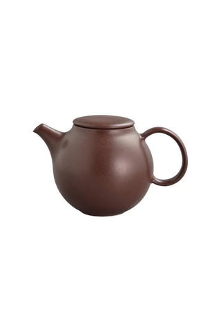Brown ceramic teapot on a white background