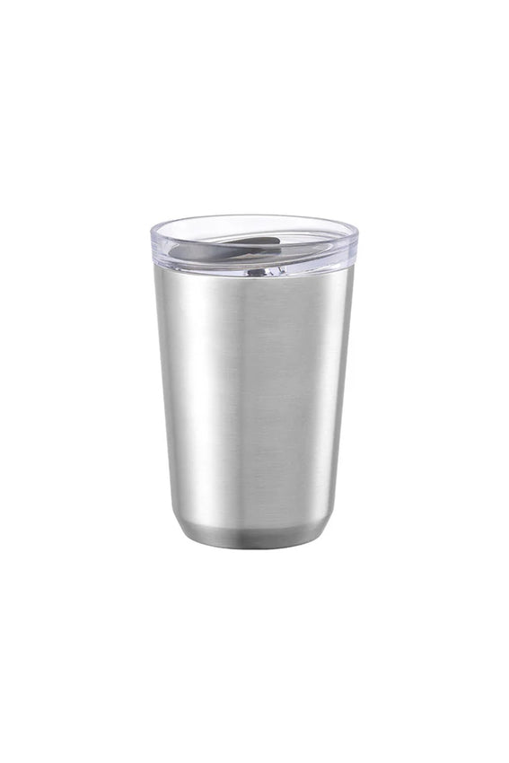 Stainless steel insulated tumbler with clear lid and 360 ml capacity
