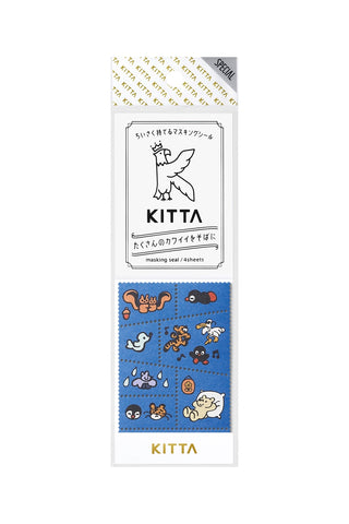 KITTA sticker packaging with cartoon animal designs on a white background