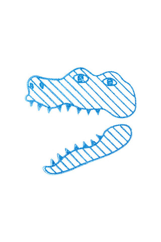 Blue outline crocodile clear stamp designs on transparent backing