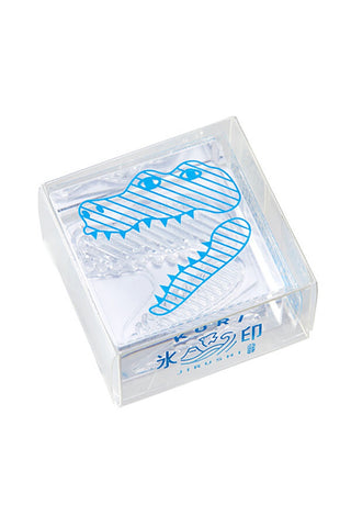 Clear acrylic large crocodile clear stamp with blue outline design