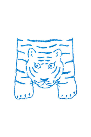 Tiger face clear stamp design with blue outline lines
