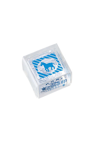 KORI JIRUSHI clear stamp block with small blue horse silhouette design