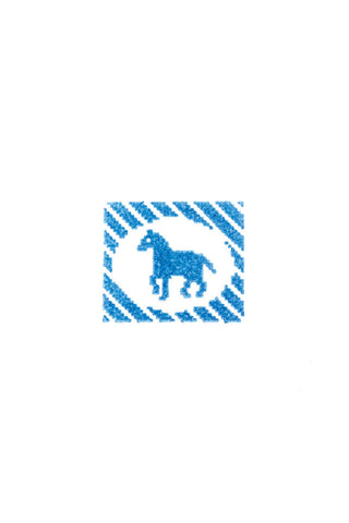 Small blue horse clear stamp design with striped border pattern