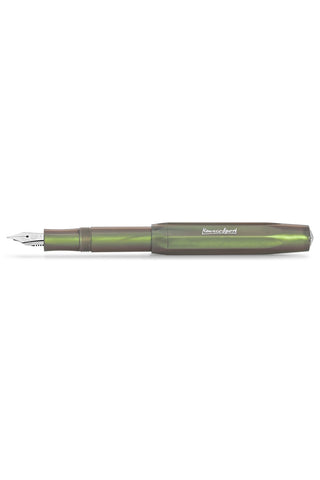 Kaweco Lunar Sport shadow green fountain pen with fine nib, side view