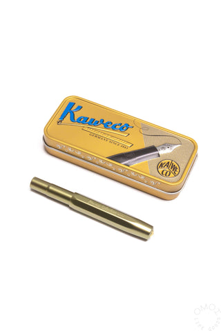 Kaweco AL Sport fountain pen in olivine green, with metal storage tin and cap