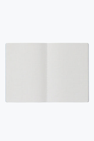 B6 2mm grid notebook opened flat, showing two light gray textured pages