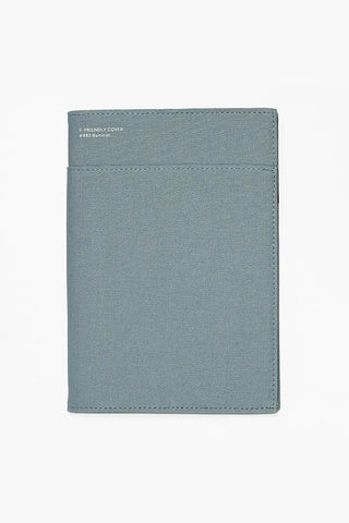 Blue fabric notebook cover on a white background