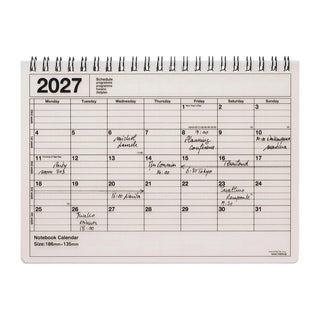 Ivory 2027 monthly notebook calendar on a white background