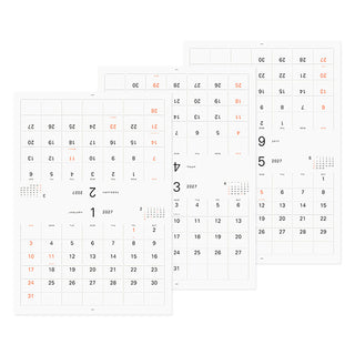 MD 2027 hanging wall calendars, several monthly pages fanned in a set.