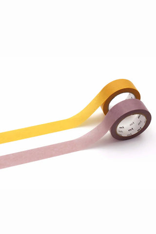 Yellow and lavender washi tapes made of recycled material on white background