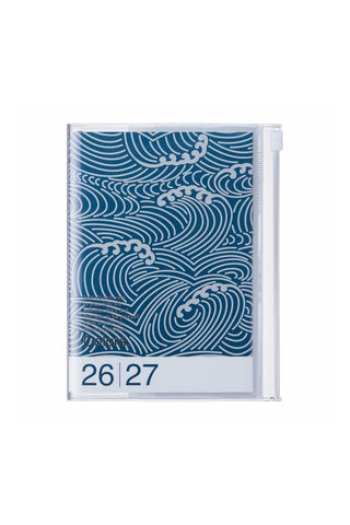 Planner with zipper pocket features wave pattern