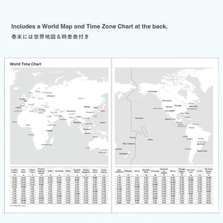 Planner includes world map and time zone chart
